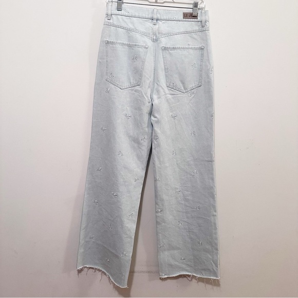 Anthropologie LE JEAN High-Rise Wide-Leg Bow Embroidery Jeans - Picture 8 of 11